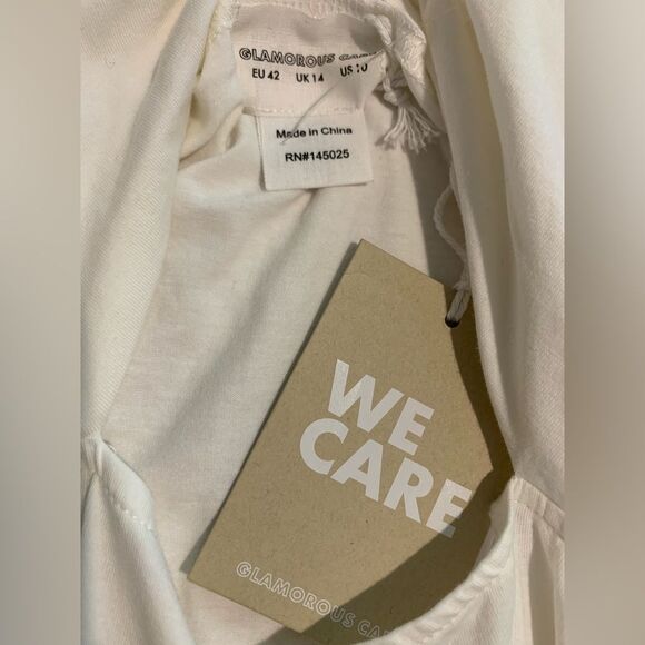 NWT Glamorous Care Cut-out front Detail Mini Dress in White. Size 10 - Picture 6 of 7